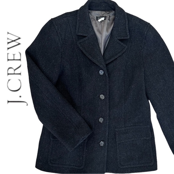Vintage J. Crew women’s PM Virgin Wool blend Peacoat Grey - Picture 1 of 14